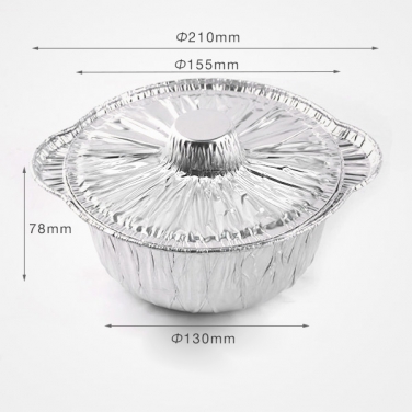 Circular Disposable Aluminum Foil Pot Outdoor Camping Hot Pot Picnic Barbecue Takeout Packaging Box 1000ml
